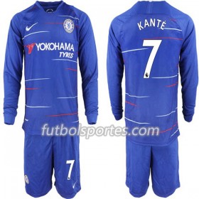 Camisetas Chelsea Kante 7 Niño Primera Equipacion 2018/2019 Manga Larga